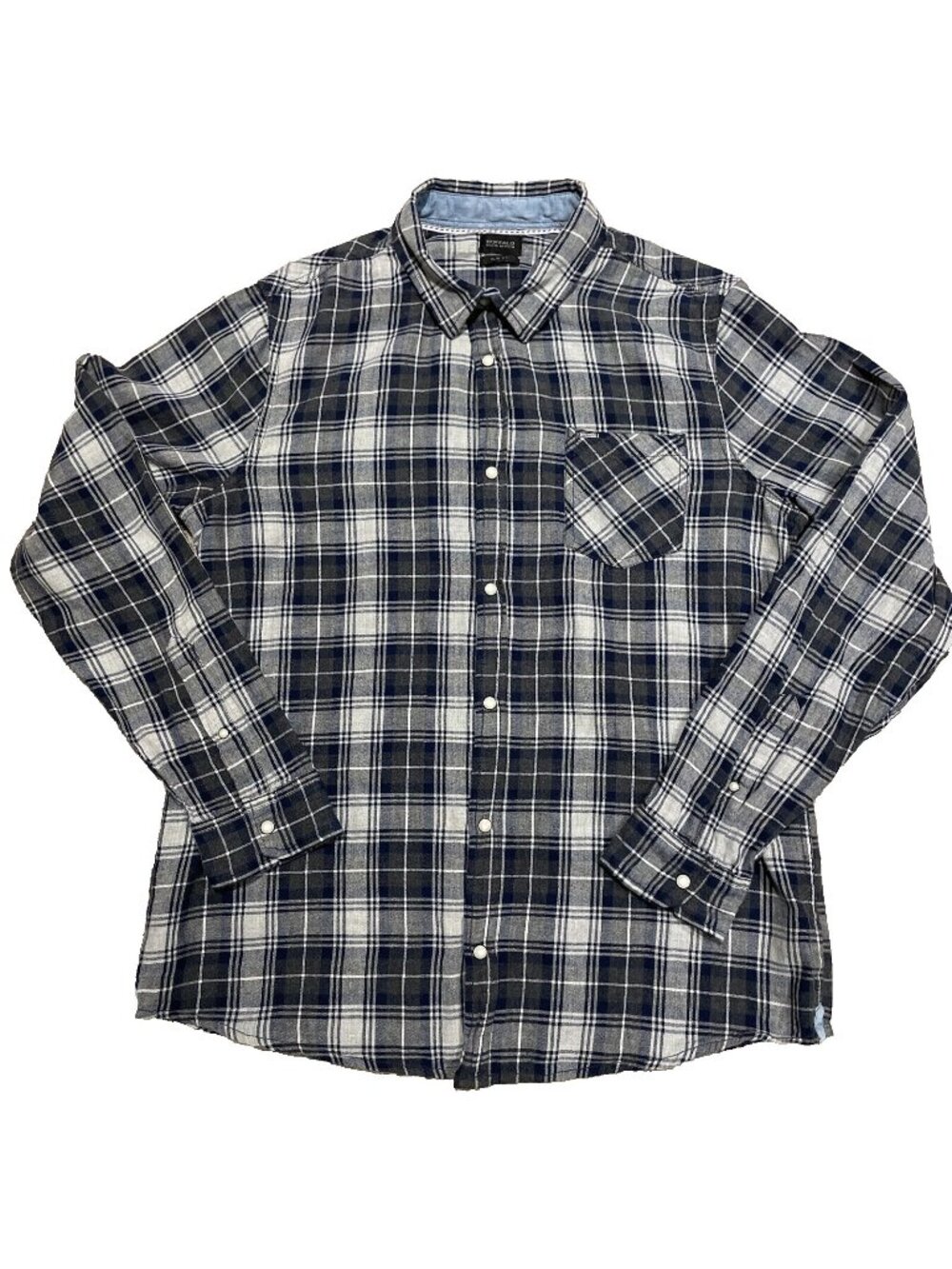 Buffalo David Bitton Men's Pearl Snap Plaid Shirt Size L Slim Fit Western Cowboy